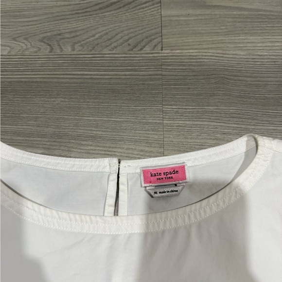 Kate Spade White Puff Sleeve Top with pocket - Picture 8 of 10